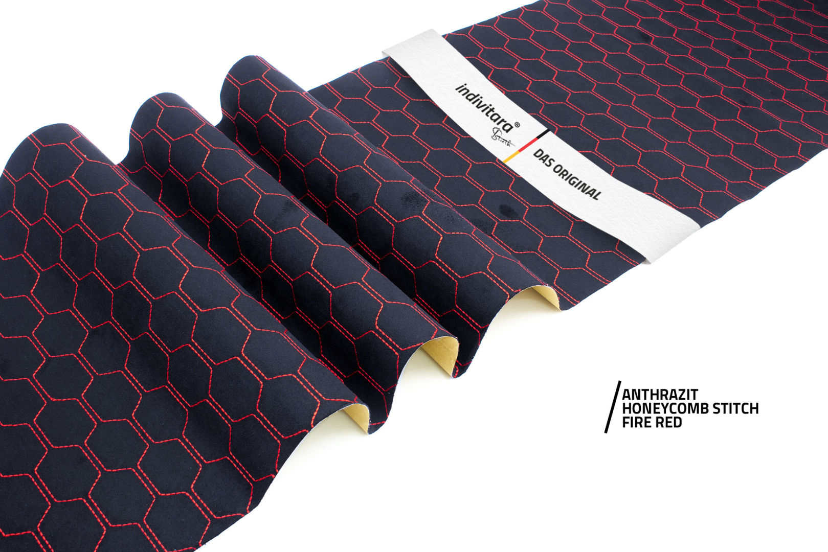 indivitara® Premium Stitch - selbstklebender Mikrofaserstoff Premium mit echten Nähten - Meterware - verschiedene Farben